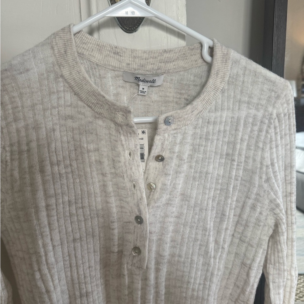 Madewell Cream Ribbed Button-Up Top